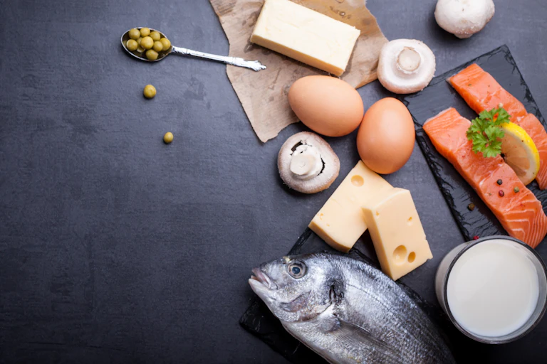 Fish, cheese, milk, eggs, mushrooms and other sources of vitamin D