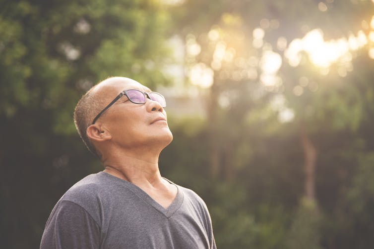 Man getting some sun rays.