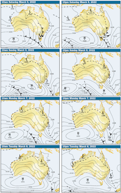 Series of weather charts