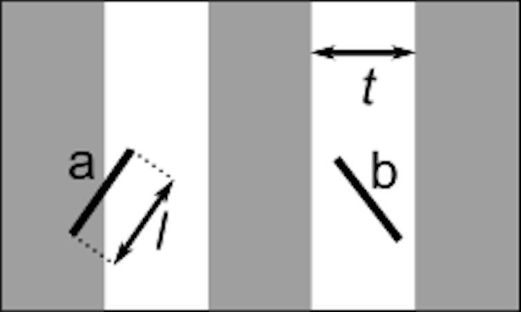Lineas paralelas y segmentos representando agujas