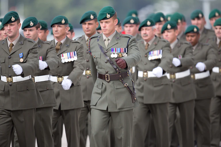 Green beret soldiers marching