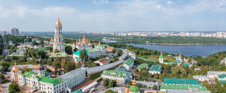 Aerial shot of the Monastery of the Caves.