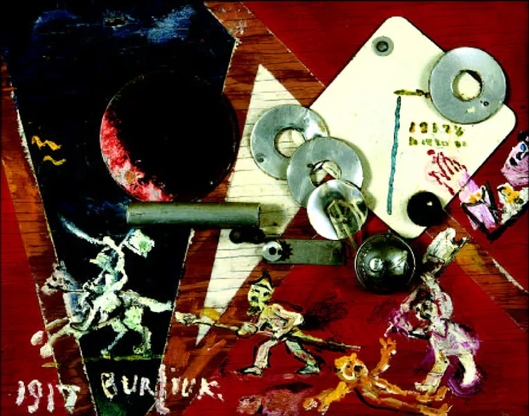 An abstract painting depicting a revolution.