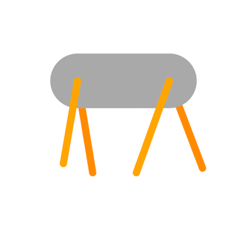 Animation showing how animal legs move using a lateral couplet gait, where limbs of the same side move together