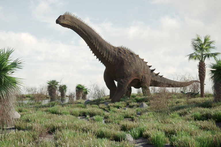 3d rendering of the walking alamosaurus