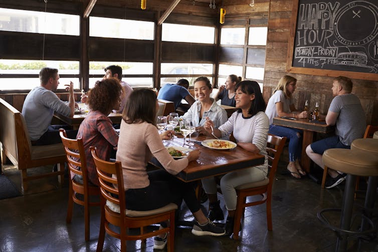 People eating at a restaurant