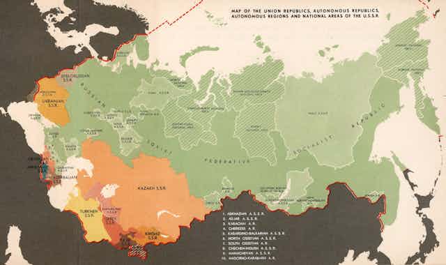 Map of the Soviet Union and its republics (1939)