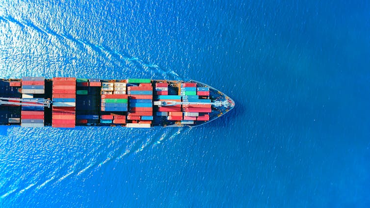 Shipping containers at sea