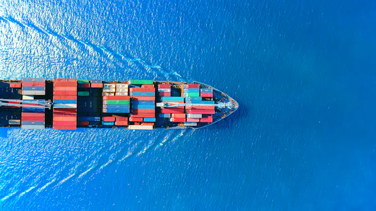 Shipping containers at sea