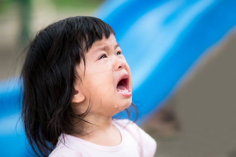 young girl having tantrum