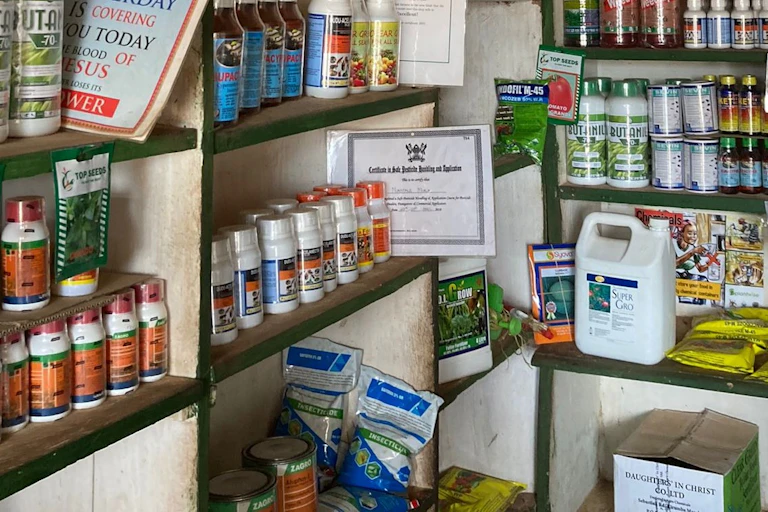 Agro inputs on shelves