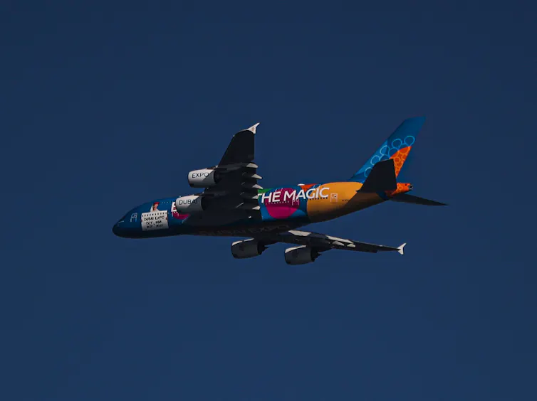 A380 in the air in Dubai