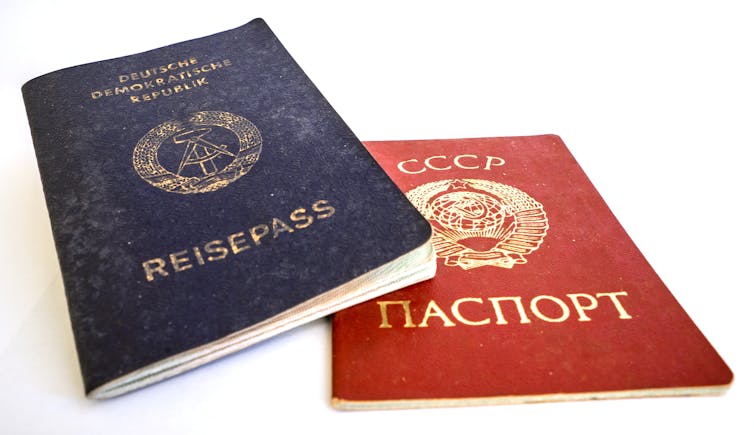Union of Soviet Socialist Republics Soviet Union and German Democratic Republic passports.
