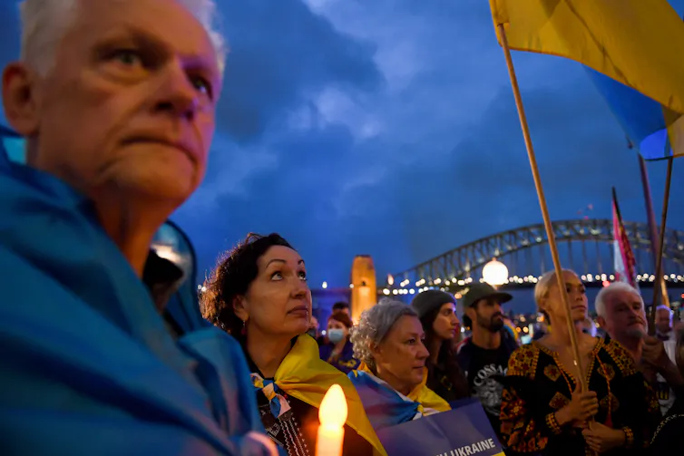 Ukrainian supporters gathered in Sydney.