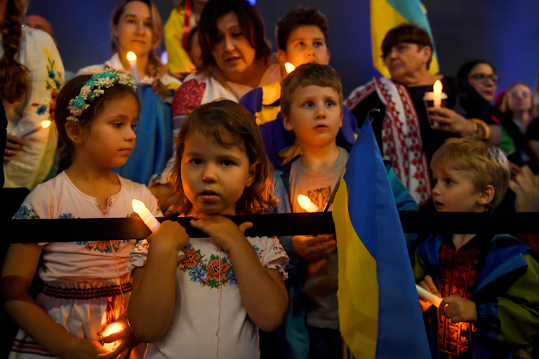 Ukrainian supporters gathered in Sydney.