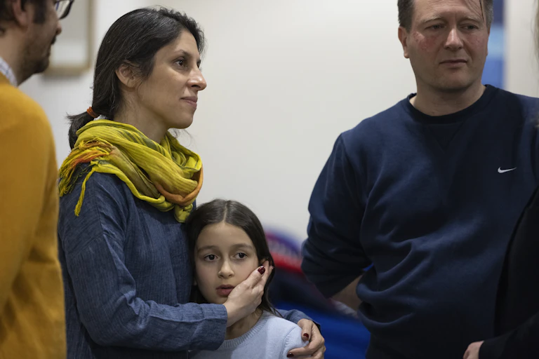Nazanin Zaghari-Ratcliffe embraces her seven year old daughter