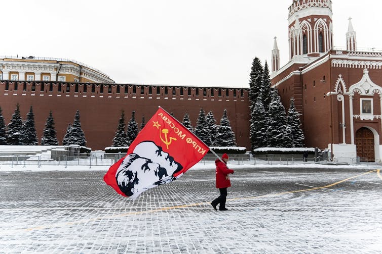 The Communiust Party of the Russian Federation holding a rally in Red Square, Moscow