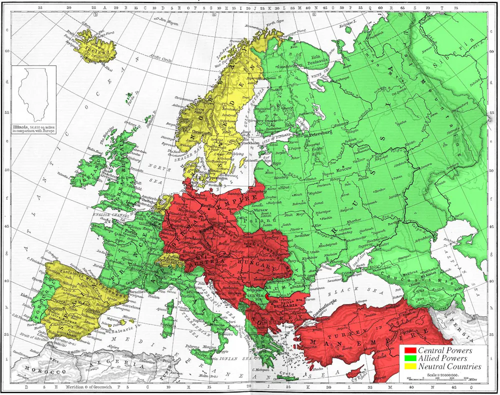 Ww1 Map. Simple World War 1 Map Of Alliances