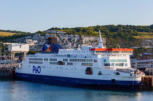A P&O ferry in port.