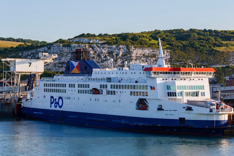 A P&O ferry in port.