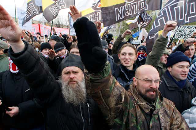 Crowd of neo-Nazis