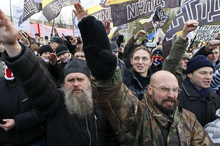 Crowd of neo-Nazis