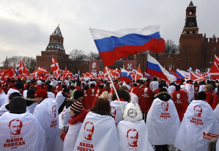 Members of the pro-Kremlin Nashi movement in 2007.