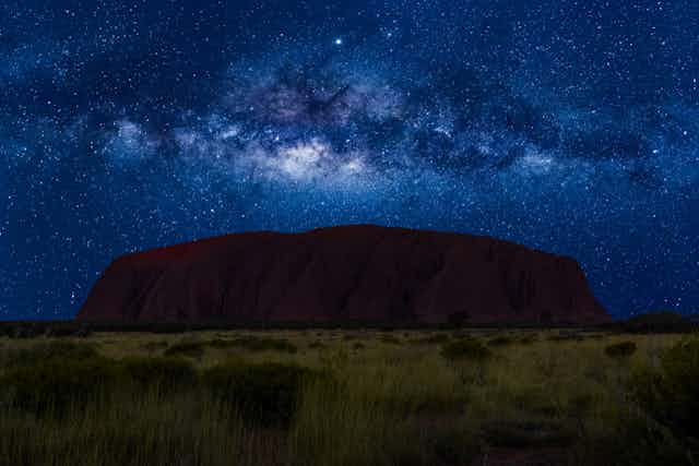 stars and night sky over Uluru