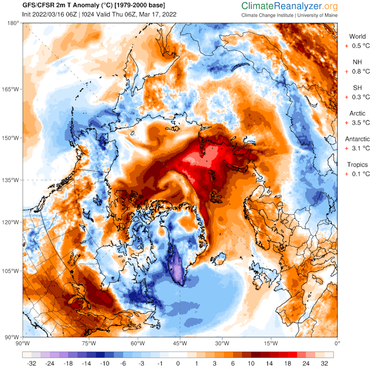 Arctic air temperature anomalies