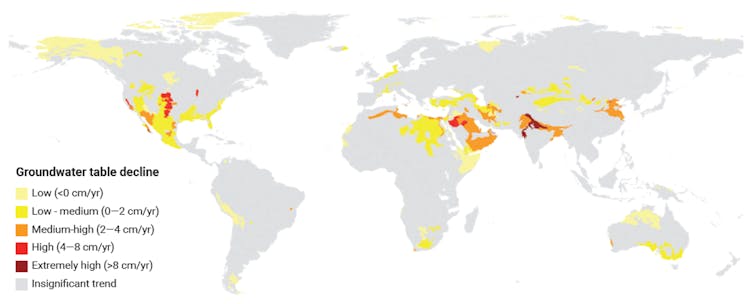 Map of global groundwater depletion
