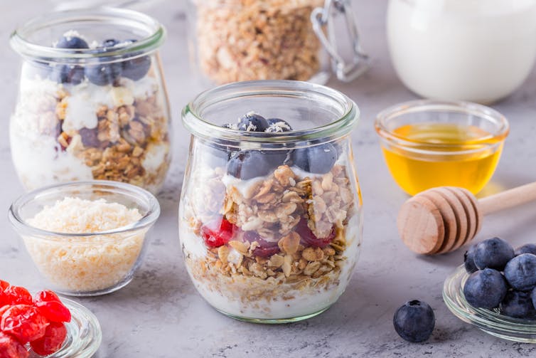 oat and fruit jars