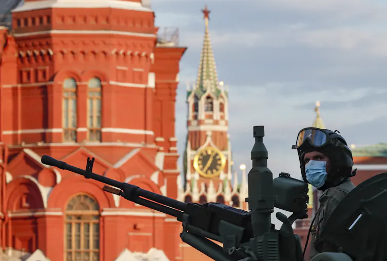 A Russian tank in a parade in Red Square, Moscow, May 2021.