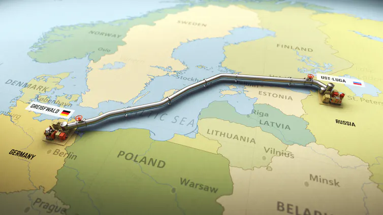 Map of Nord 2 pipeline