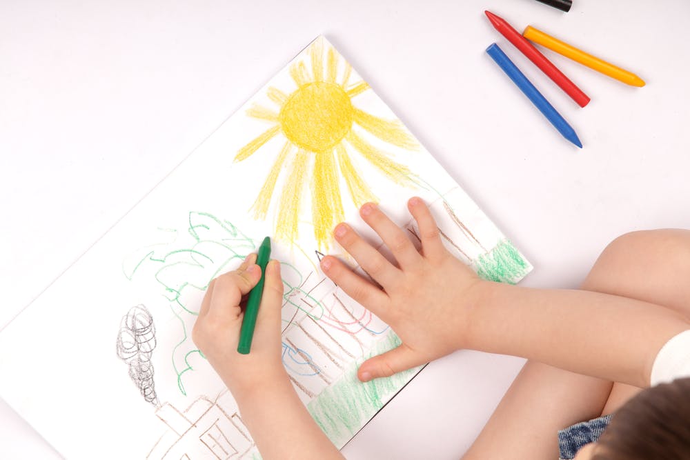 Creative Child Want To Draw On A Sketch with Pencil