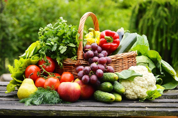basket of fruit and vegetables
