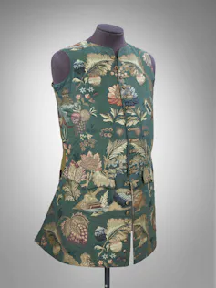 A beautifully green silk waistcoat with brocaid embroidery.
