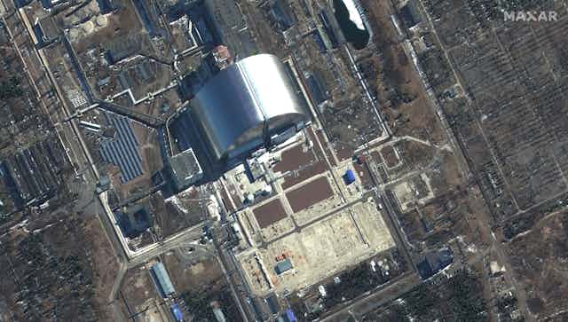 Satellite view of the nuclear power plant at Chernobyl, Ukraine
