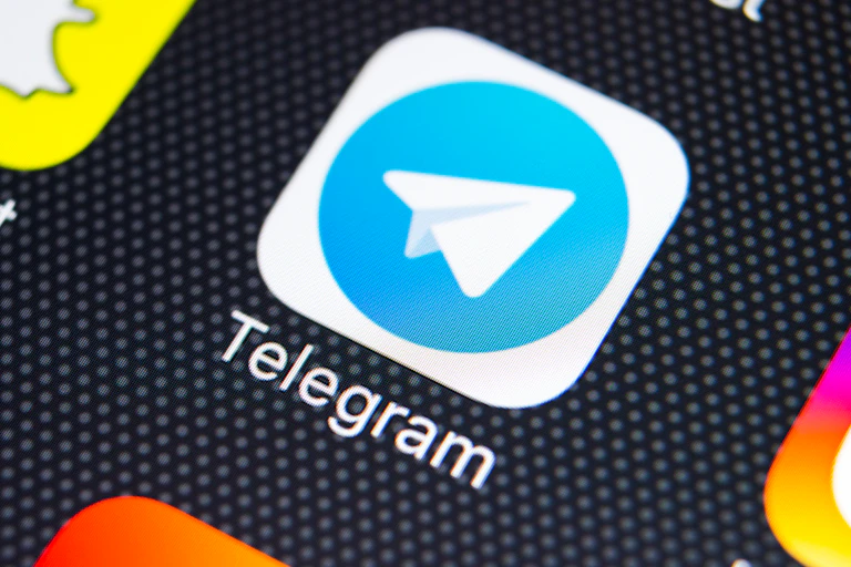 Telegram logo on mobile device