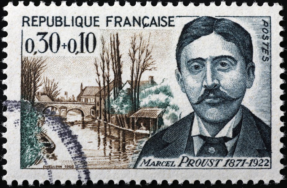 Marcel Proust sur un timbre-poste français.