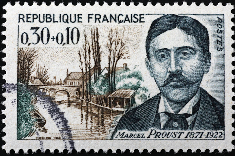 Marcel Proust sur un timbre-poste français.