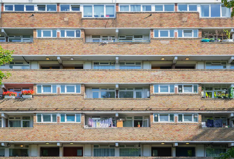 The facade of a council-owned block of flats.