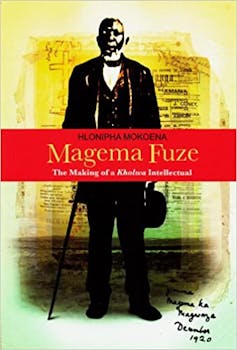 A book cover showing an illustration of a photo of an elderly man in a suit, with a beard and cane and a bright red banner across the middle wit the words'Magma Fuze'