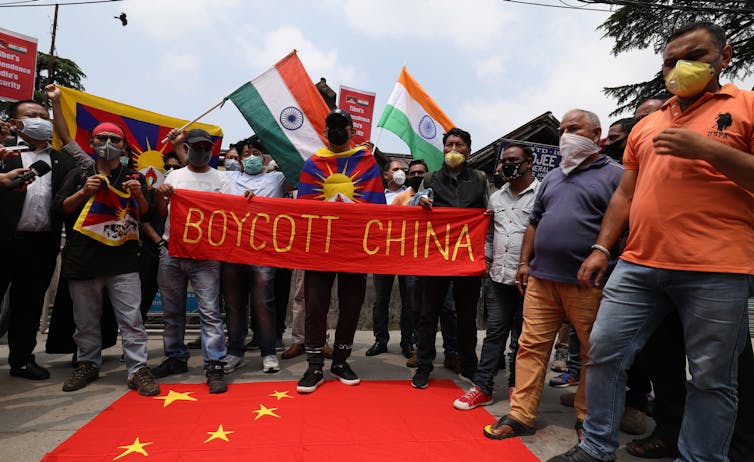 Protest in India after border clash with China.