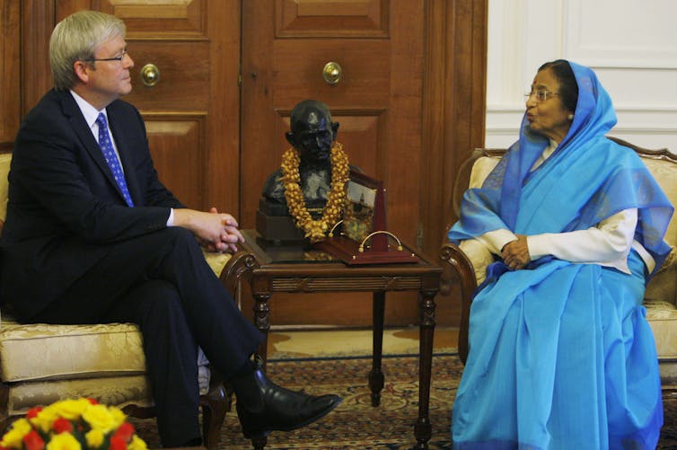 Indian President Pratibha Patil and Australian Prime Minister Kevin Rudd