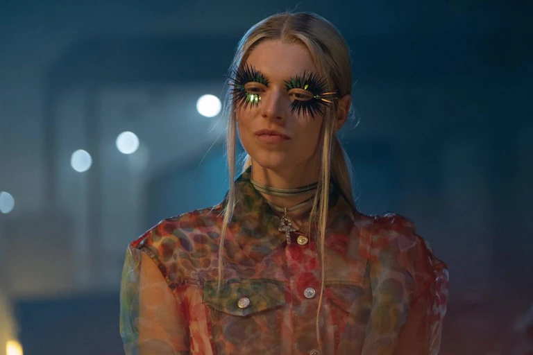 young woman with funky eye makeup
