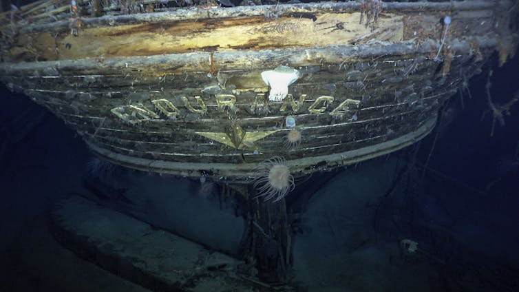 A view of the stern of the wreck of Endurance.