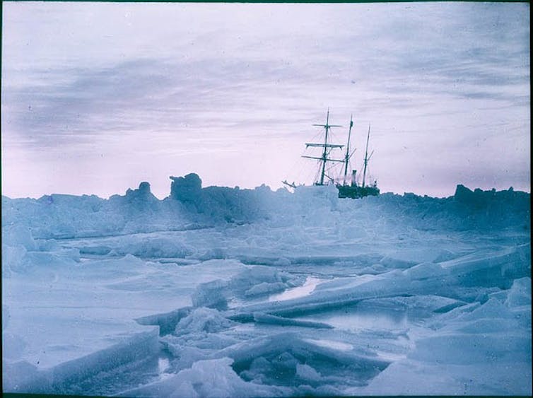 The Endurance stuck in the Weddell Sea.