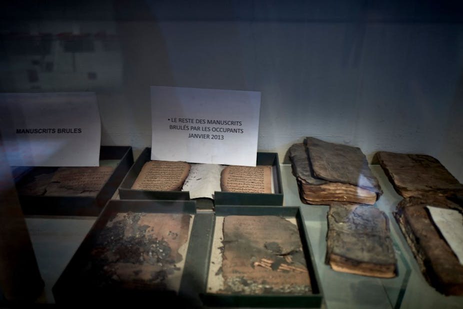 Burnt manuscripts on display