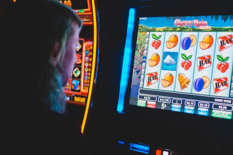 Person at a slot machine