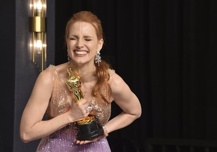 Jessica Chastain with an Oscar